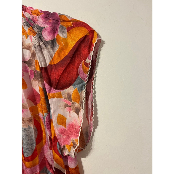 Chufy Cairo Orange Multi Print Cotton Maxi Dress Size Large - Picture 8 of 11